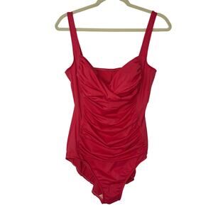 Miraclesuit Ruched One Piece Swimsuit Red Size 14 Slimming Shaping